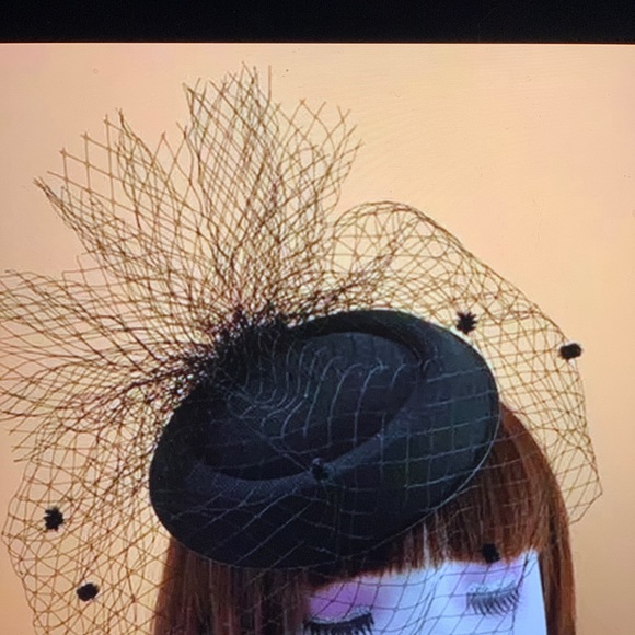 FELT TOPPER HAT FISHNET VEIL BLACK - Picture 3 of 5